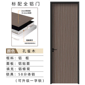 Renjuyi customized all-aluminum door, aluminum alloy bedroom door, soundproof room door, aluminum honeycomb exterior flat interior door, factory direct sales, all-aluminum door (including hardware) 01 style