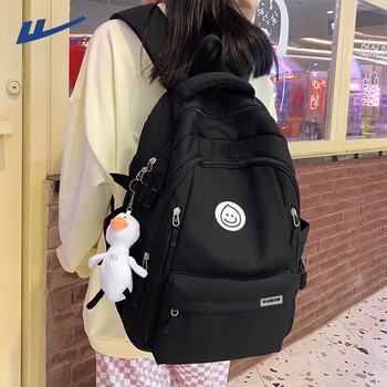 Pull-back schoolbag for women with large capacity, junior high school and high school college student backpack, fashionable and cute backpack for women, lightweight and splash-proof computer bag