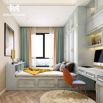 Mag mag mag customized tatami bed wardrobe integrated bay window cabinet desk simple european style solid wood customization advance payment