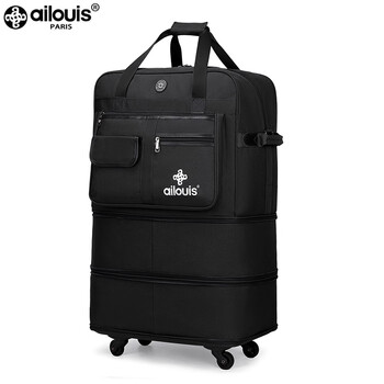 Love louis 158 airline check bag study abroad suitcase oxford cloth foldable suitcase aircraft check bag black-economic version 32 inch 4 wheels-economic version second layer extension