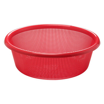 Camellia lehui round sieve plastic basket round thickened vegetable basket storage large organizer kitchen drain blue household red 35.8cm