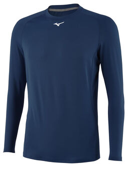 Mizuno men's long sleeve compression top sports training quick-drying breathable four-way stretch navy x-large