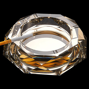 Vinos ashtray creative personalized glass ashtray large men's home office ktv club home furnishings crystal ashtray champagne gold 20cm