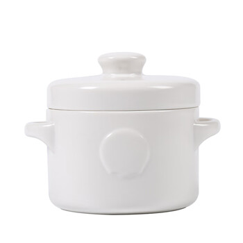 Mudhuojiang ceramic zen style white 400ml double lid water-proof small stew pot baby food supplement egg custard bird's nest soup cup lard jar