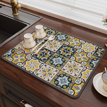 Qiqijia kitchen countertop drain mat table mat cups and dishes drying mat tea table absorbent coaster no-wash insulation mat