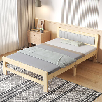 Coolin folding bed single bed solid wood bed lunch break bed office rest bed camp bed simple bed 1.2 meters wide
