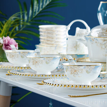 Yunzhihe bowls, plates and tableware set jingdezhen ceramic bowls, chopsticks and dishes set for home new wedding housewarming gift