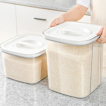 Home story (katei story) japanese rice barrel rice box kitchen storage box storage barrel flour barrel grain sealed jar moisture-proof and insect-proof rice jar 20 catties transparent white (food grade pet material)