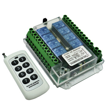12v24v48v72v wireless remote control switch 8-way relay multi-function receiving module controller + 1 8-button remote control