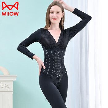 Cat beauty salon body shaping bodysuit long sleeve long pants postpartum waist shaping tummy removal removable negative ion sculpting garment black one piece s weight (80-100) jin