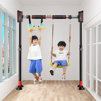 Qinglang horizontal bar pull-up adult household indoor rod door frame wall tiles free of punching fitness equipment swing swing + ring + support rod distance 96-125cm