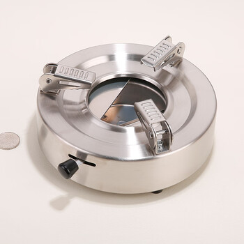 Dele outdoor camping alcohol base stainless steel thickened portable small hot pot solid fuel block dormitory household stove shelf natural color foldable foot alcohol stove 18cm