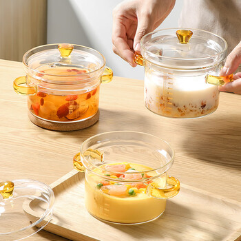 Lissa steamed egg custard special bowl baby household bird's nest water-proof stew cup double-ear steamed egg bowl with lid glass high temperature resistant double-ear glass stew cup-150ml (suitable for complementary food)