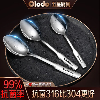 Olodo 316 stainless steel children's spoon household spoon eating spoon adult spoon tableware set 316 stainless steel large spoon 1