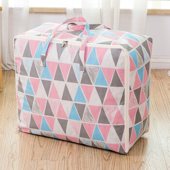 Wozhiwo quilt storage bag home quilt clothes organizing bag clothing moisture-proof large moving bag luggage packing bag pink triangle upgraded to larger and thicker - extra large 105l (70*30*50