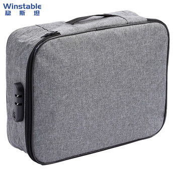 Wenstan w5083 multi-functional document storage box, multi-layer certificate document, passport card holder, storage bag, two-layer gray with lock