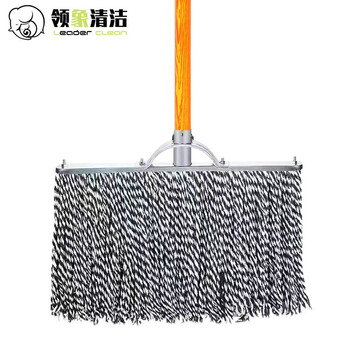 Lingxiang wooden pole mop cotton thread lobby old mop dust push mop factory property absorbent mop blue and white wooden mop 50cm