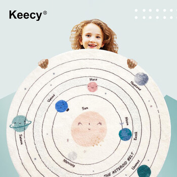 Keecy non-slip cartoon round living room nordic ins bedroom children's room cute boy girl carpet children