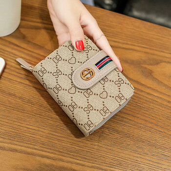 Woodpecker (tucano) brand fashion wallet women's short style exquisite 2024 new two-fold multi-card slot folding card bag all-in-one small gray (17 card slots)