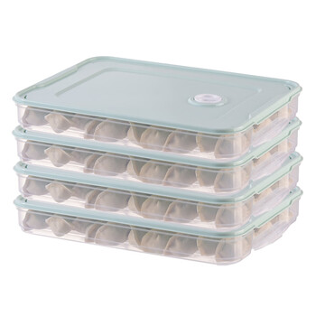 Dumpling box household refrigerator crisper storage box large dumpling egg box multi-layer quick-frozen chaos box storage box matcha green-4 layers 4 lids