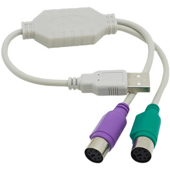Ps2 to usb conversion connector cable computer mouse keyboard round mouth round head usb to interface ps2 converter usb/ps2 with cable=white