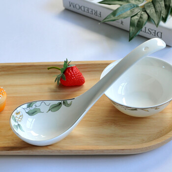 Huige large spoon margot soup spoon ceramic household bone china large spoon spoon long handle porcelain spoon large spoon champs elysees