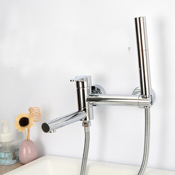 Azos bathroom azos full copper bathtub faucet hot and cold shower faucet shower set bathroom toilet rotatable mixing valve gold home b style chrome color