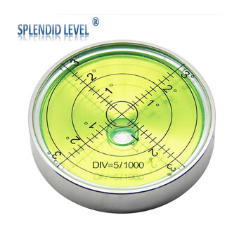 Pillow star metal universal level bubble high-precision level bead level with strong magnetic level ruler round level multi-model 60*12mm silver shell 15 points green water