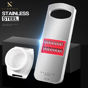 Kacheeg german vegetable cutter 316 stainless steel vegetable cutting artifact grater, potato shred grater, radish shredding multi-function, 304 steel non-magnetic base, red and white, 3 knives, no filter basket