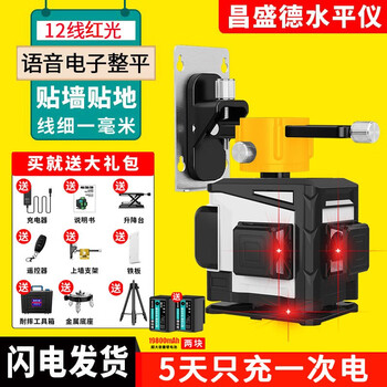 Changshengde infrared level meter laser high-precision twelve-line water level meter voice electronic anping outdoor strong light level electronic anping red light 12-line top version