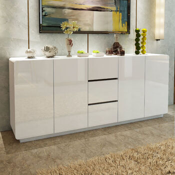 Yue'anju 2025 new modern minimalist sideboard kitchen multi-functional restaurant cupboard tea wine cabinet storage cabinet white 1.0 meter sideboard 100*40*85 assembly