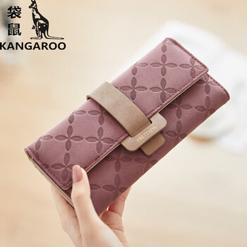 Kangaroo (kangaroo) women's wallet women's 2024 new long style japanese and korean version personalized large capacity can hold mobile phone student wallet burgundy