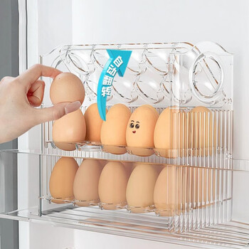 Sungsa refrigerator egg storage box food-grade crisper side door special storage egg rack flip egg tray transparent flip egg box can hold 30 pieces