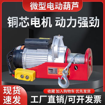 Qishi micro electric hoist 220v household small crane 1/0.5 ton winch hoist winch lifting crane 12 meters 150-300 kg