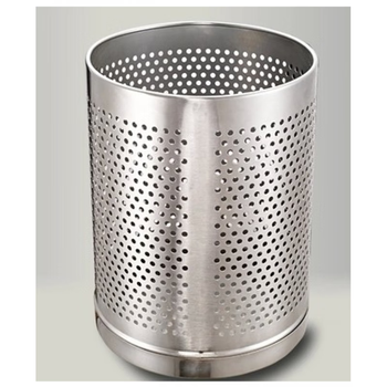 Perforated stainless steel trash can punched hollow guest room bucket toilet bathroom thickened indoor guest lidless round paper basket bucket