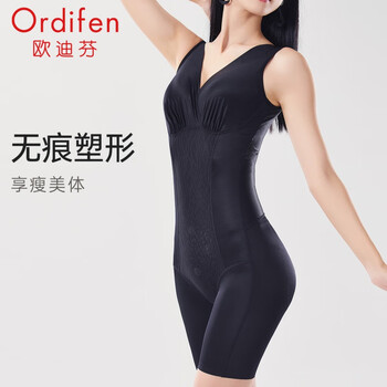 Ordifen body-shaping jumpsuit for women, high-elastic lycra, seamless, tummy-tightening, butt-lifting, back-side breast tightening, gift for girlfriend, black xl