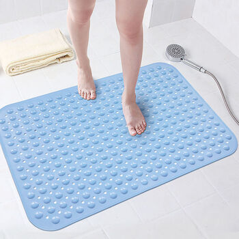 Bathroom anti-slip mat anti-fall floor mat bathroom shower room toilet mat foot mat bathroom shower room bath home comfortable style - light blue 70 cm long * 35 cm wide