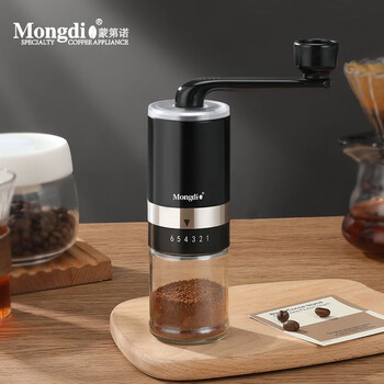 Mongdio bean grinder manual hand coffee bean grinder hand grinder coffee machine outer scale 6-speed grinding black
