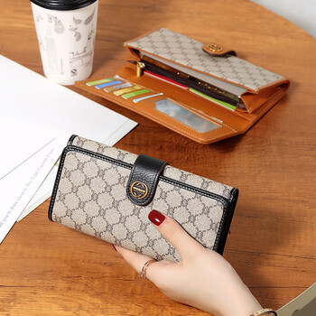 Sephoron 2026 korean version of the new long hand wallet with multiple card slots for mobile phones, first-layer cowhide wallet, simple and stylish, black dc5a561405