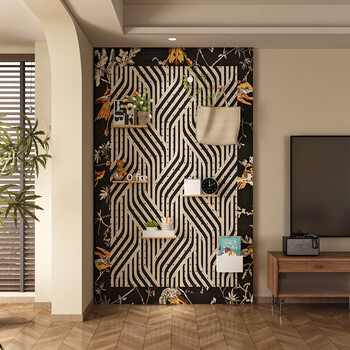 Perforated board storage rack custom-made entrance hall style wall decoration blocking retro solid wood printed pattern storage rack custom-made solid wood multi-layer board