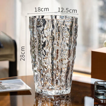 Juhan light luxury glass vase living room decoration ornaments ins style flower arrangement water flower grower large diameter flower vase waking flower bucket extremely frozen glacier oval high style 28cm