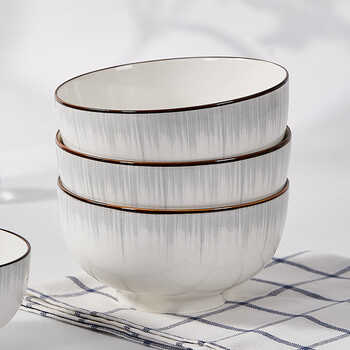 Shangxingzhi rice bowl underglaze color nordic simple noodle bowl ceramic tableware household large soup bowl instant noodles rice bowl plate soup basin 4.5 inch rice bowl 10 pieces