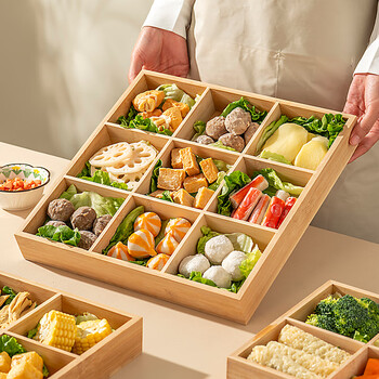 Onlycook japanese-style bamboo hot pot vegetable plate jiugongge platter divided vegetable preparation plate barbecue ingredients tableware meal tray jiugongge bamboo vegetable preparation plate