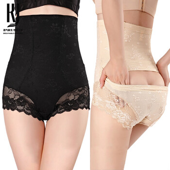 Kj body shaping pants women's high waist belly controlling butt lifting underwear pure cotton crotch postpartum recovery stomach shaping removal anti-curling black l (99-115 catties)
