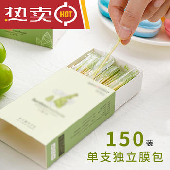 Wilkie disposable household bamboo toothpicks for business trips portable fruit picks individually packaged high-end bamboo toothpicks commercial disposable individually packed toothpicks