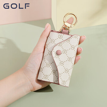 Golf (golf) key bag for women, printed multi-functional card holder storage bag, key bag, key chain, coin purse, car key chain, cherry blossom pink with gray green