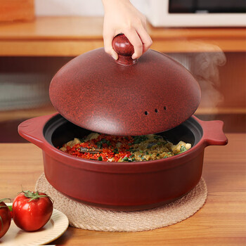 Clay pot king large ceramic casserole high temperature resistant dry burning non-cracking soup stew pot large capacity gas stove earthen clay clay pot red hongyun pot 6.6l
