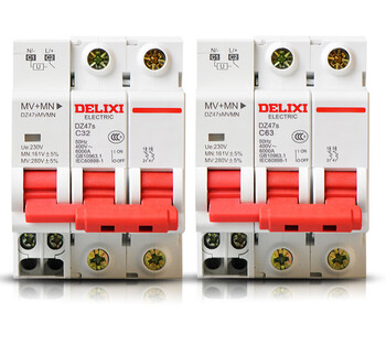 Air switch dz47 tripper 2p air open with overvoltage and undervoltage protector c40 circuit breaker 63a 2p