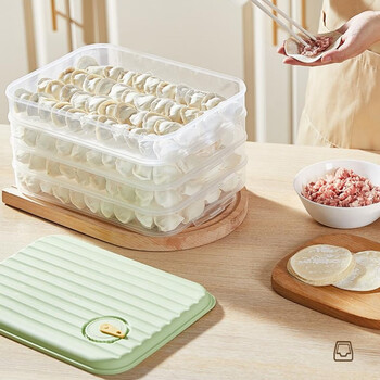 Carrot carrot dumpling box kitchen refrigerator household food-grade quick-frozen frozen special sealed fresh-keeping wonton storage box matcha green three-layer, holds 180 dumplings, 3 layers