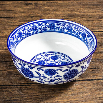 Tao linglong blue and white porcelain noodle bowl hotel commercial beef ramen porridge rice noodle bowl household chinese ceramic large noodle bowl
